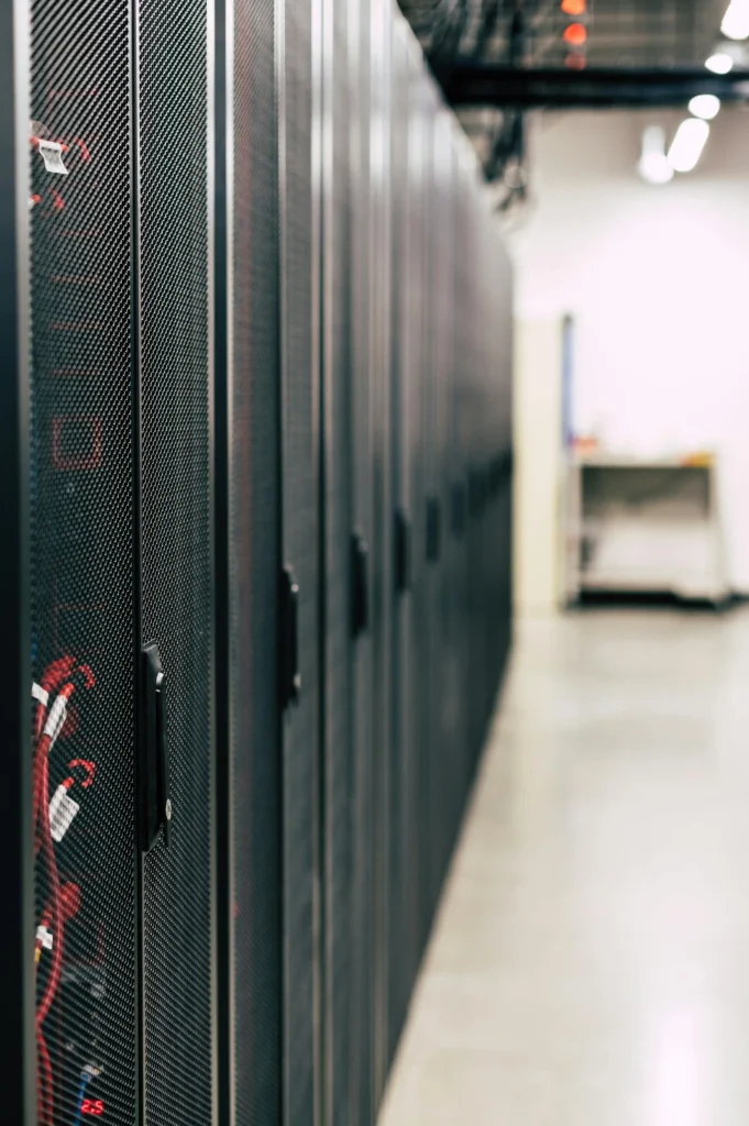 A picture of racks in a data centre